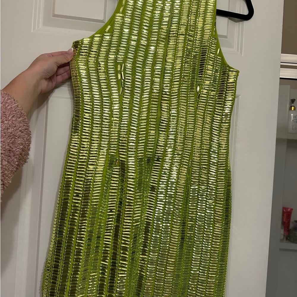 River Island Lime Green Sequin Dress - Picture 4 of 9